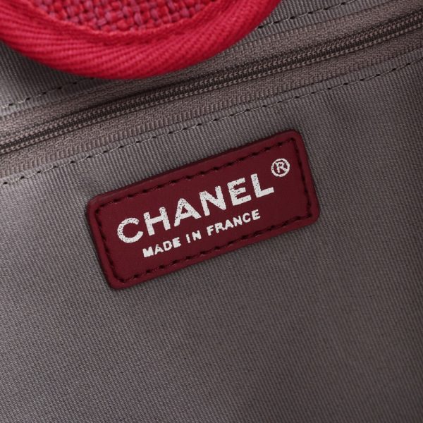 Ch*el woven straw raffia striped medium deauville tote