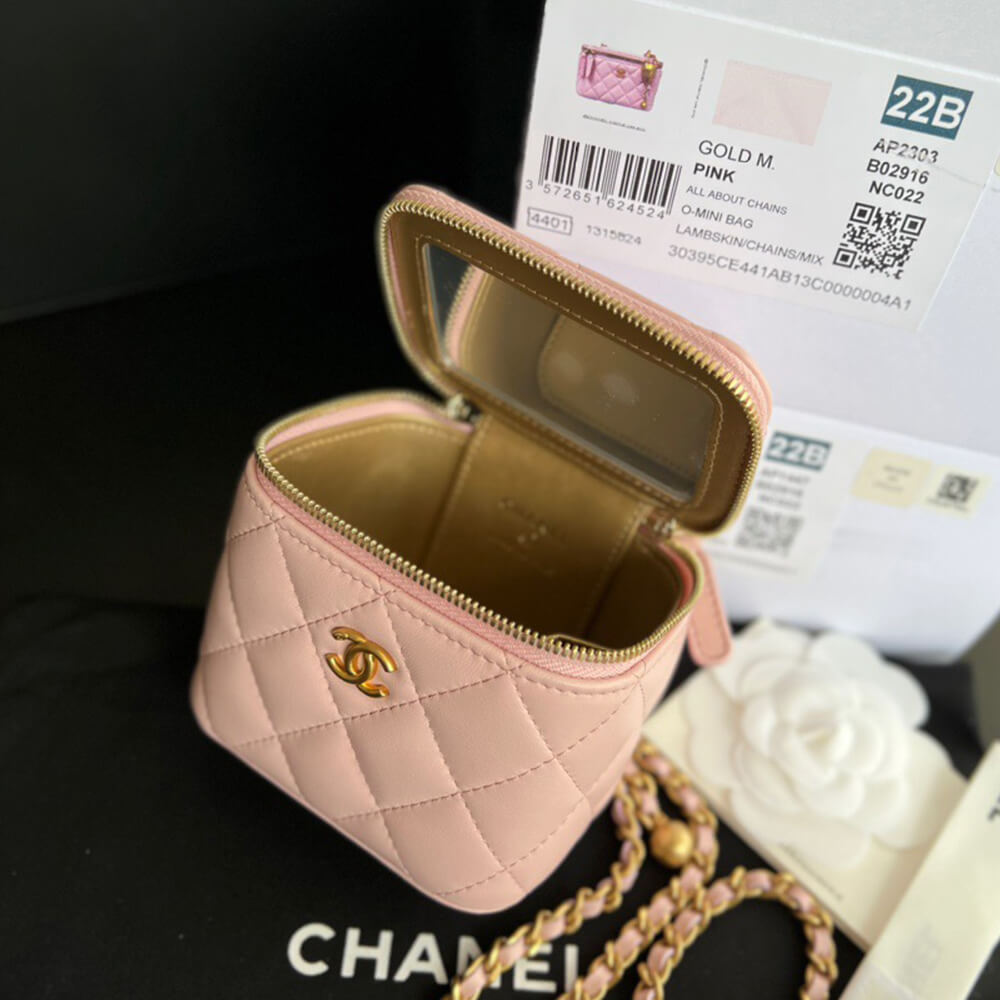 Ch*el quilted pearl crush mini vanity case