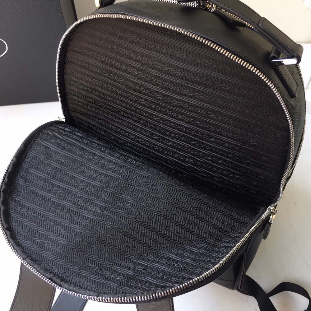 Pra*a men saffiano leather backpack