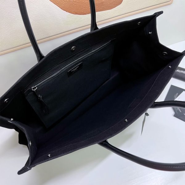 RIVE GAUCHE TOTE BAG IN LINEN AND LEATHER