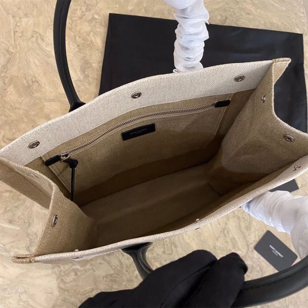 RIVE GAUCHE N/S SHOPPING BAG IN LINEN AND COTTON