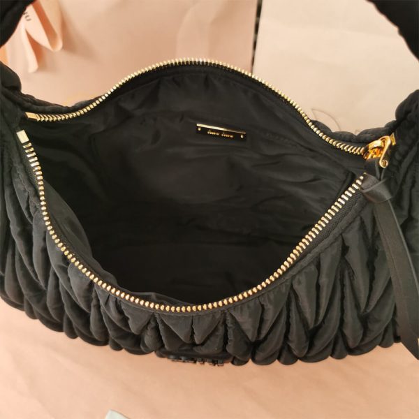 Miu Wander matelasse regenerated nylon hobo bag