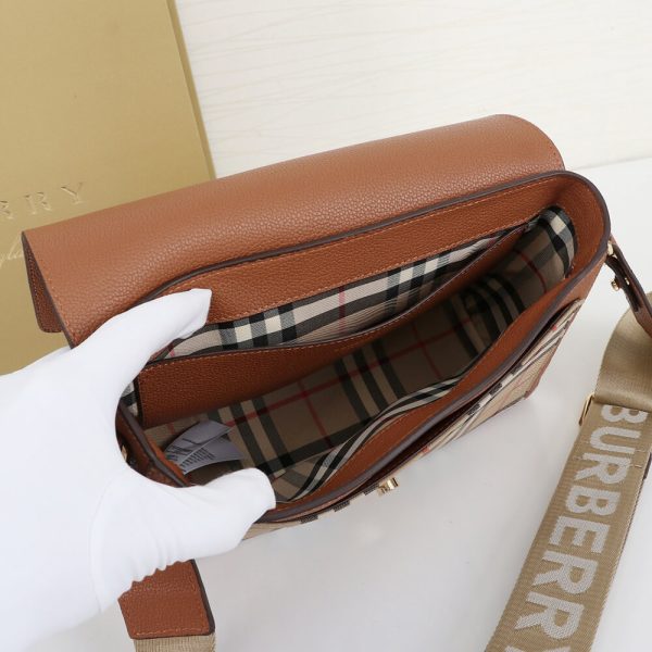 B**rry vintage check and leather note crossbody bag