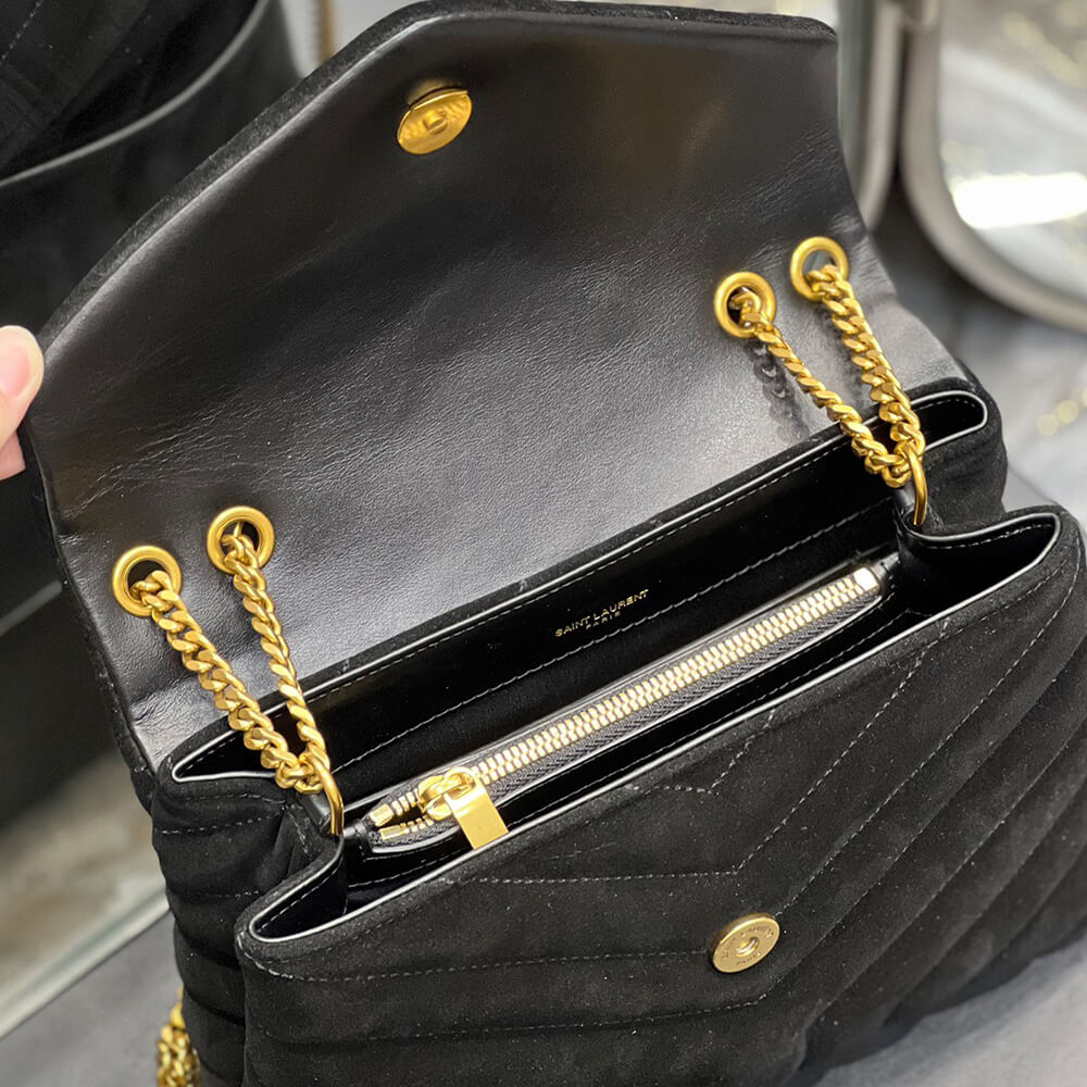 LOULOU SMALL CHAIN BAG IN Y QUILTED SUEDE