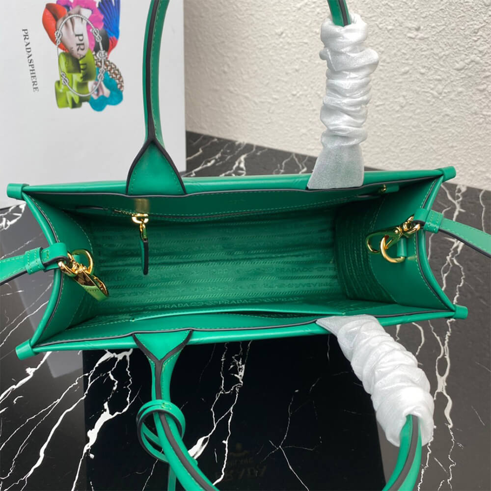 small leather Pra*a symbole bag with topstitching