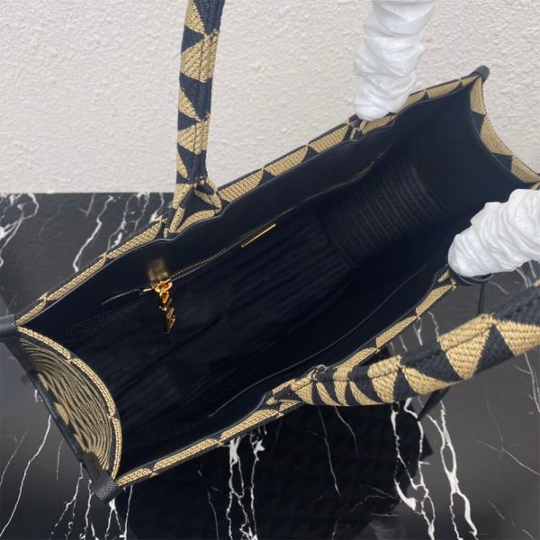 large Pra*a symbole jacquard fabric handbag