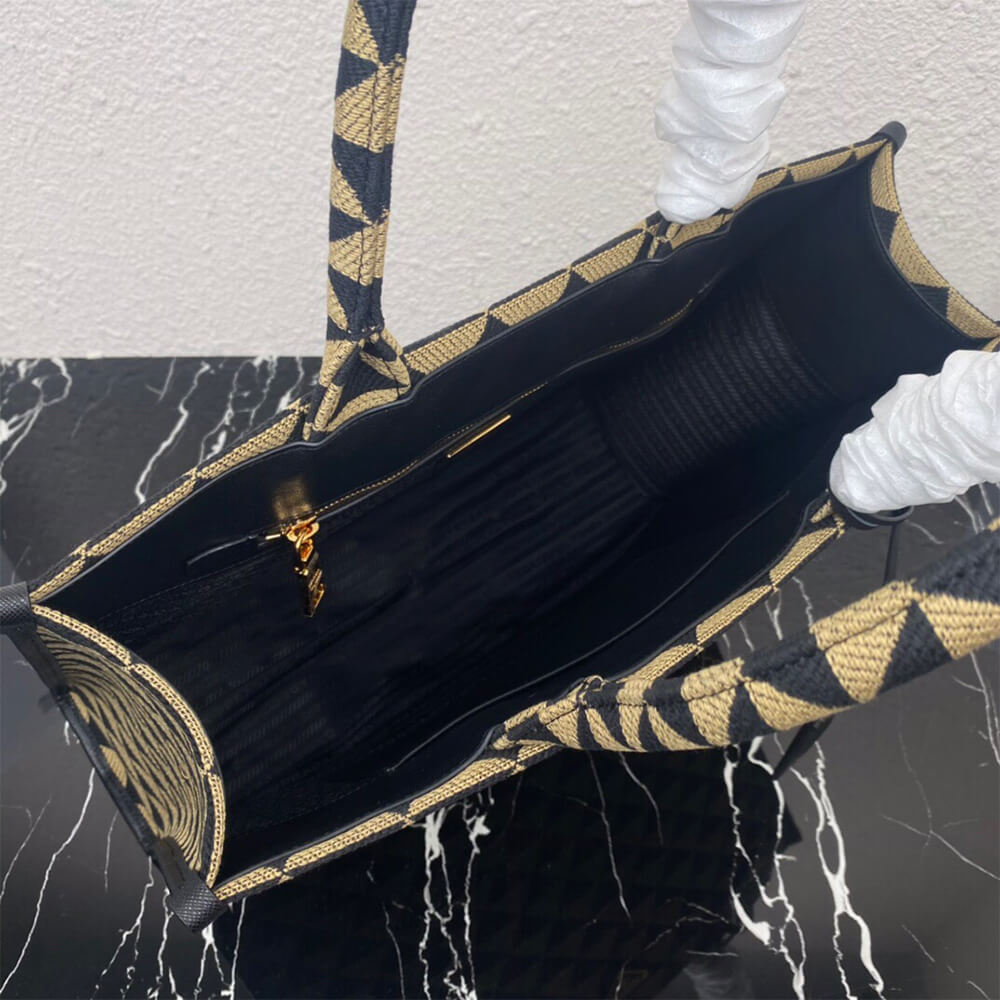 large Pra*a symbole jacquard fabric handbag