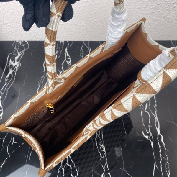 large Pra*a symbole jacquard fabric handbag