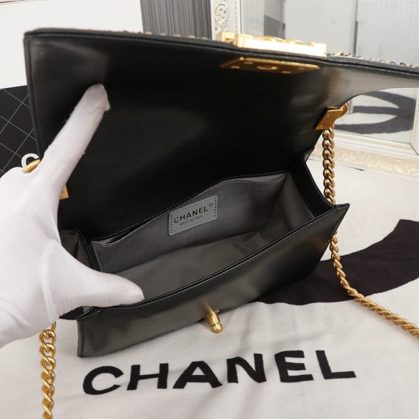 Ch*el top handle chevron boy handbag