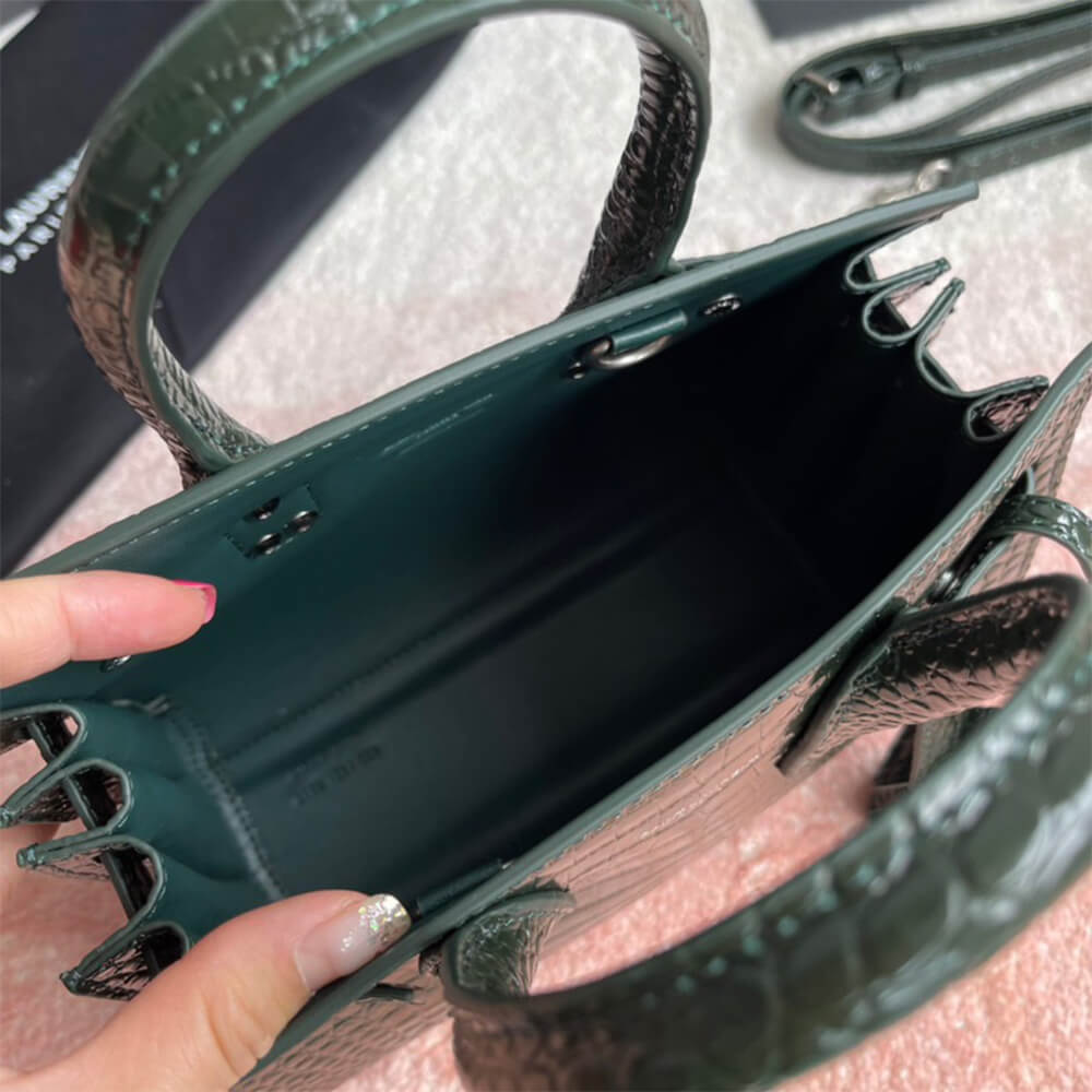 YSL SAC DE JOUR NANO IN EMBOSSED CROCODILE SHINY LEATHER